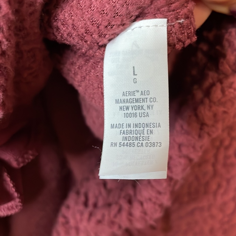 NWOT Aerie Dream Sherpa Quarter Zip Sweatshirt - Brick Stone - Size Large - Picture 13 of 15